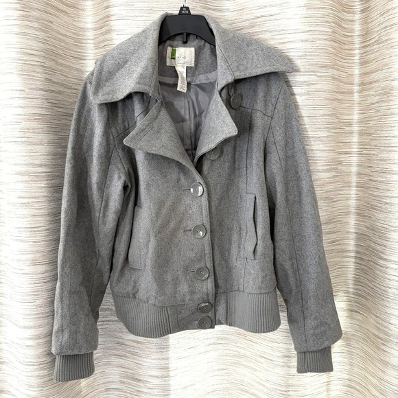 Urban Outfitters Jackets & Blazers - Urban Outfitters UO Gray Wool Blend Bomber Pea Coat Jacket Large 1970/WORLDWIDE
